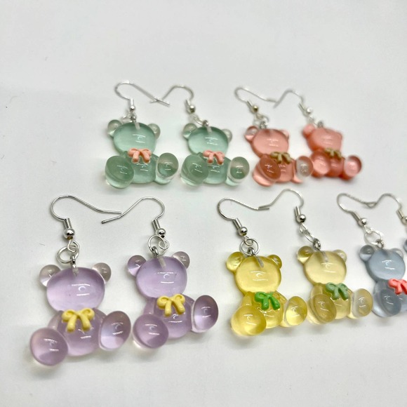Teddy Bear Earrings - Gender Reveal Earrings - Baby Shower Earrings - DDLG Earri - Picture 2 of 10